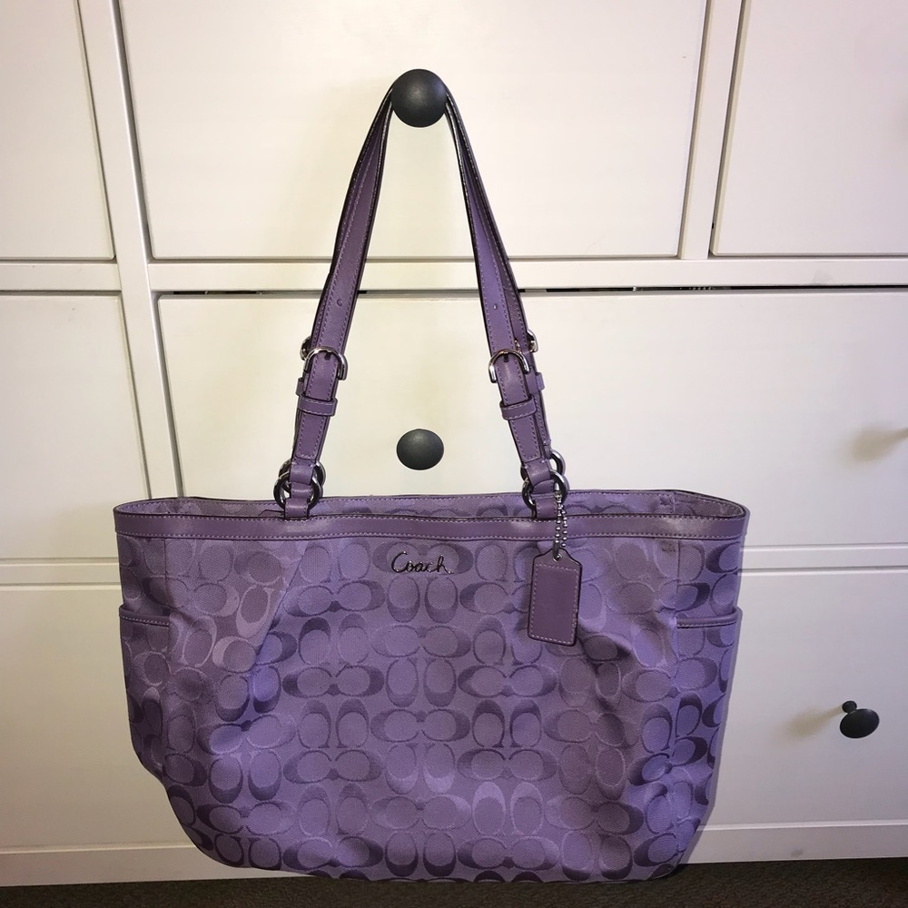 Coach Purple Tote Bag with matching wallet